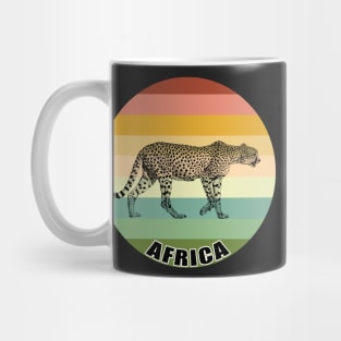 Sleek Cheetah on the Hunt on Vintage Retro Africa Sunset Mug